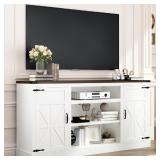 Farmhouse TV Stand with Power Outlets for
