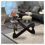 Mid Century Modern Triangle Coffee Table  Clear