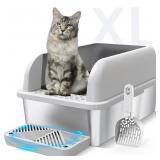 Enclosed Stainless Steel Cat Litter Box with Lid