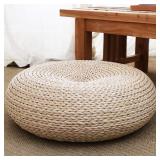Round Straw Woven Pouf Tatami Floor Cushion