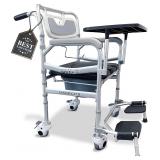 Shower Chair with Wheels Deluxe Commode Chair