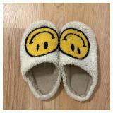 White and yellow Emoji Sherpa Slippers