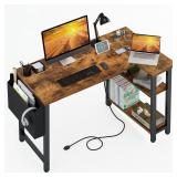 Lufeiya Small L Shaped Desk with Power Outlet