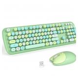 KNOWSQT Wireless Keyboard and Mouse Combo Pale