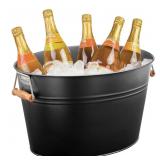 mDesign Large Metal Beverage Tub Oval Cooler for