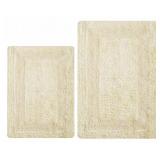 Cotton Bath Mat Rug 2 Piece Set   Light Yellow