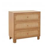 3 Drawer Dresser Rattan Dresser for Bedroom  Mid