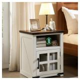 Farmhouse Nightstand with Charging Station