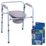 Carex 3 in 1 Folding Bedside Commode with 14