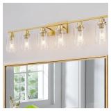 6 Light Gold Bathroom Light Fixtures Brushed