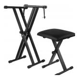 Keyboard Stand Piano Bench Set  Double X