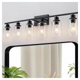 6 Light Bathroom Light Fixtures Black Vanity
