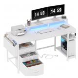 Lufeiya White Computer Desk with File Drawers
