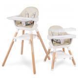 Baby High Chair  6 in 1 Convertible Wooden High