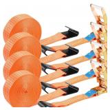 TLGREEN 4 Pack 2 in x 27 FT Flat Hook Ratchet