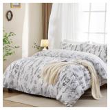 Duvet Cover Queen Size  Reversible Floral White