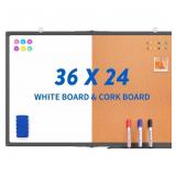 Cork Board White Board Combo  Magnetic 36 x 24