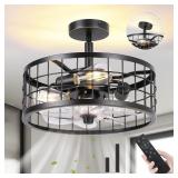 15 inch Caged Ceiling Fans With Light and remote