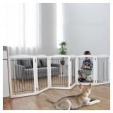 Freestanding Foldable Dog Gate Wooden Extra Wide