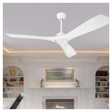 Depuley White Modern Remote Ceiling Fan No Light
