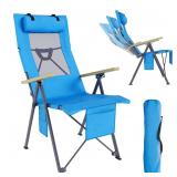 Folding Beach Chair with Hard Wood Armrest