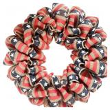 13 Inch Patriotic Burlap Wreath for Front Door