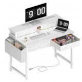 Lufeiya Small White Desk with Fabric Drawers for