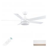 YUHAO 52 inch White Ceiling Fan with Lights and