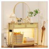 OFFSITE Rattan Console Table with Lights