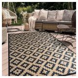 5 x8  Reversible Outdoor Plastic Straw Rug Plaid