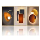 Orange And Brown 3d Effect Geometric Canvas
