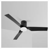 Flush Mount Ceiling Fan with Light Black 52 inch
