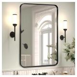 Wall Mount Mirror for Bathroom  Brushed Black