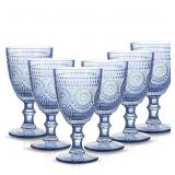 Blue Wine Glasses Set of 6 Vintage Drinkware