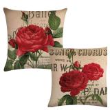 7COLORROOM Rose Throw Pillow Cover  Blooming Red