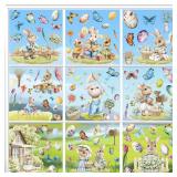 9 Sheets Easter Stickers 100 PCS Easter Bunny