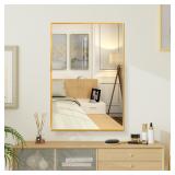 FANYUSHOW Rectangular Wall Mirror with Gold Metal