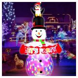 8 FT Christmas Inflatables Colorful Snowman with