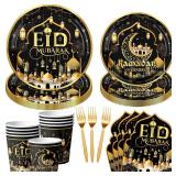 100PCS Ramadan Eid Mubarak Tableware Eid Al Adha