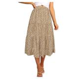 MEROKEETY Women s Boho Leopard Print Skirt