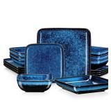 vancasso Stern Blue Dinner Set Square Reactive