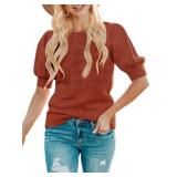 MEROKEETY Women s 2024 Fall Puff Short Sleeve
