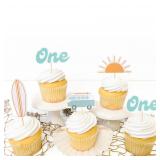 The Big One Cupcake Toppers   Retro Surfer Theme