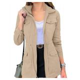 MEROKEETY Women s Long Sleeve Military Jacket Zip