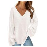 MEROKEETY Women s 2023 Fall Long Sleeve V Neck
