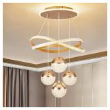 Modern Gold LED Chandeliers  3 Color Dimmable