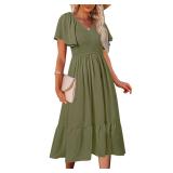 MEROKEETY Women s Summer Casual V Neck Ruffle
