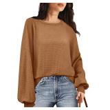 MEROKEETY Women s 2024 Fall Long Balloon Sleeve