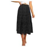 MEROKEETY Womens Boho Leopard Print Skirt Pleated
