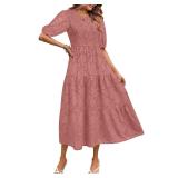 MEROKEETY Women s 2024 Summer Puff Sleeve Smocked